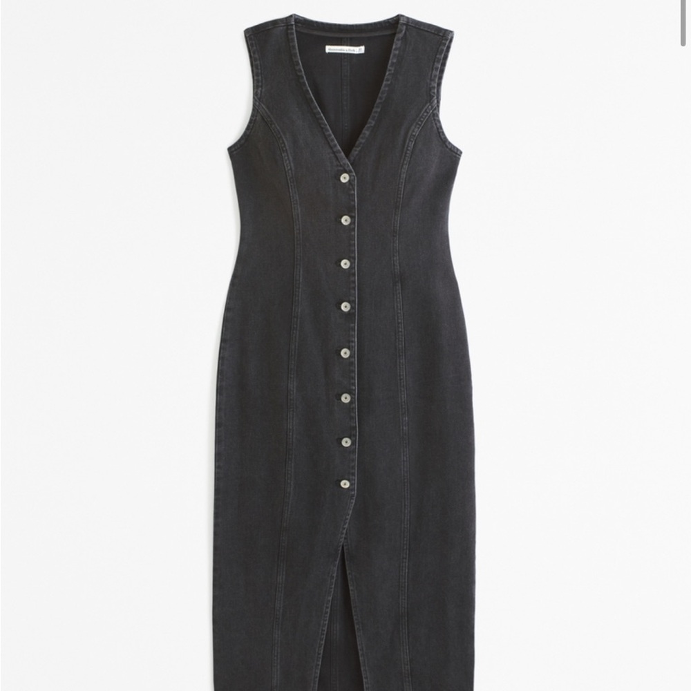 A&F Black Sleeveless Button-Down Dress